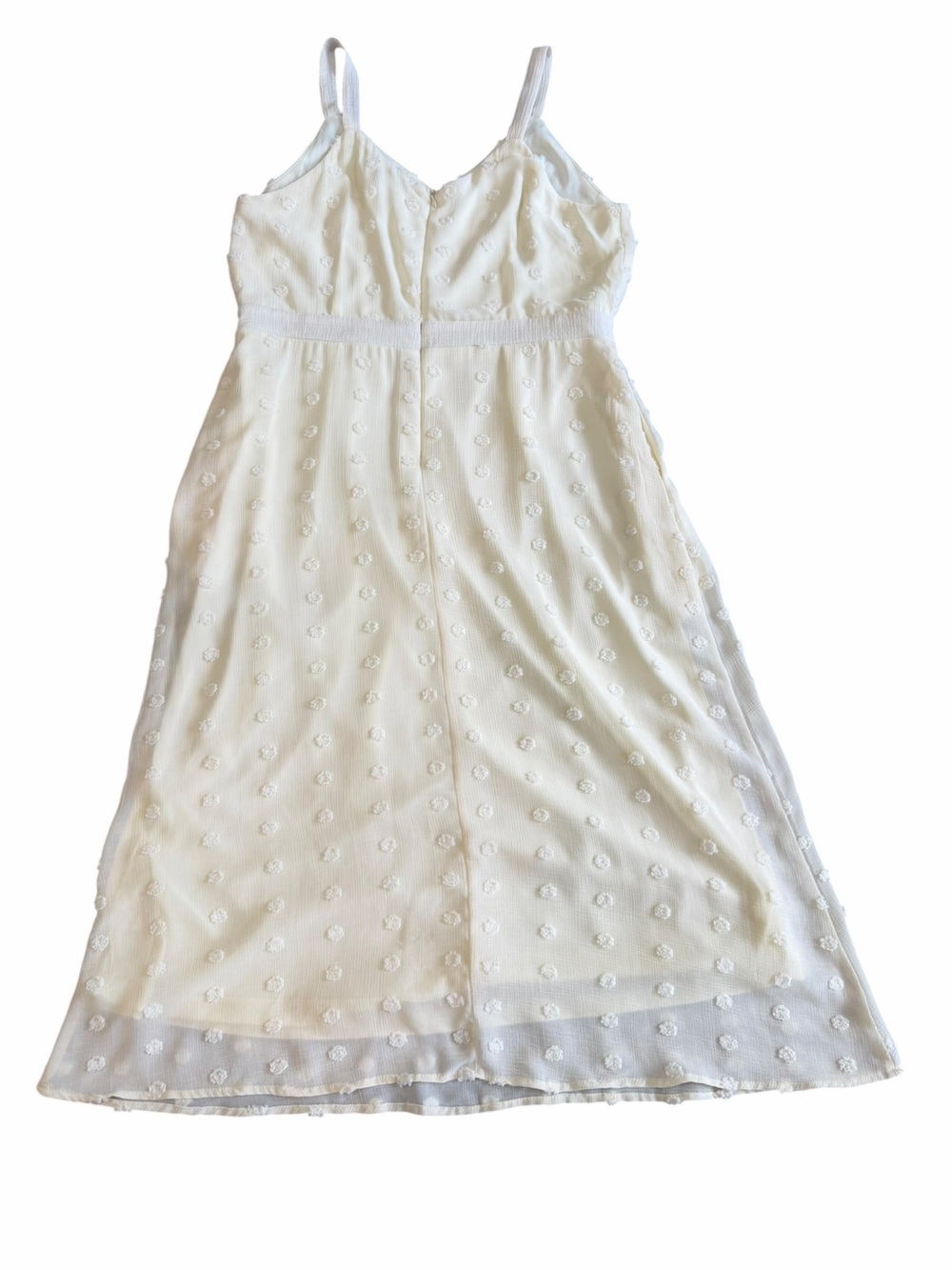 Listicle White Swiss‎ Dot Midi Dress – Fully Lined Cottagecore Sundress - Picture 3 of 11